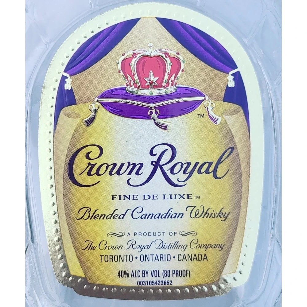 Crown Royal Fine De Luxe Blended Canadian Whisky‎ Empty 1L Glass Bottle with Cap